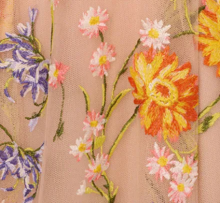 Adrianna Papell Wedding Guest Dresses|Petite-Friendly*Floral Embroidered Sleeveless Midi Dress With High Low Skirt In Yellow Orange Multi