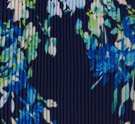 Adrianna Papell Wedding Guest Dresses|Day Dresses*Floral Pleated Chiffon Dress With Mock Neckline In Navy Multi