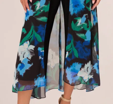 Adrianna Papell Jumpsuits|Day Dresses*Floral Print Chiffon Cropped Jumpsuit With Wide Legs In Black Multi