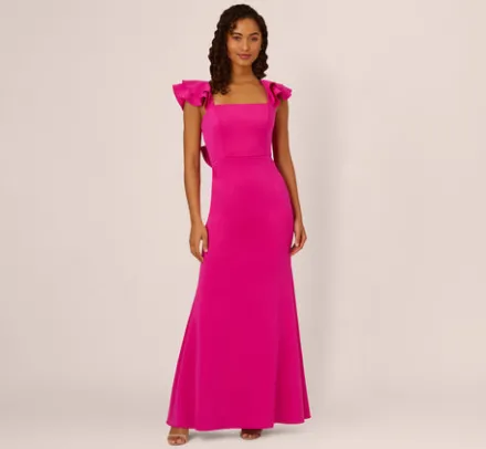 Adrianna Papell Wedding Guest Dresses|Formal Dresses*Flutter Sleeve Mermaid Gown In
