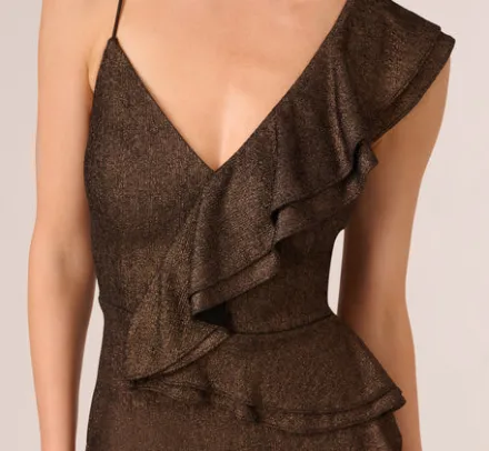 Adrianna Papell Wedding Guest Dresses|Petite-Friendly*Foiled Knit Midi Dress In Black Bronze