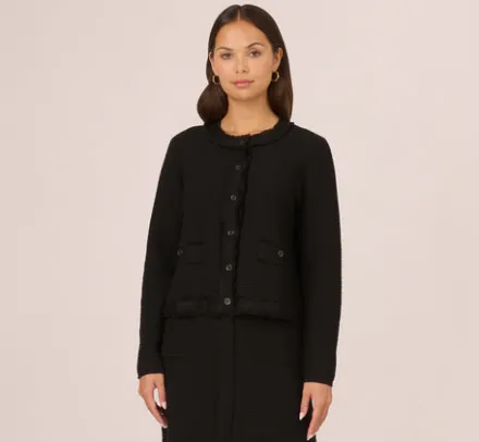 Adrianna Papell Tops & Blouses|Sweaters*Fray Trimmed Cardigan Sweater With Long Sleeves In