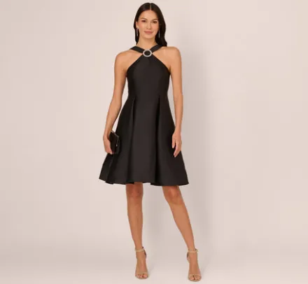 Adrianna Papell Wedding Guest Dresses|Day Dresses*Halter Mikado Dress With Jeweled Ring Accent In