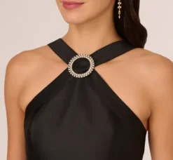 Adrianna Papell Wedding Guest Dresses|Day Dresses*Halter Mikado Dress With Jeweled Ring Accent In