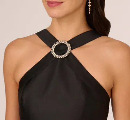 Adrianna Papell Wedding Guest Dresses|Day Dresses*Halter Mikado Dress With Jeweled Ring Accent In