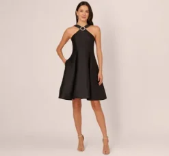 Adrianna Papell Wedding Guest Dresses|Day Dresses*Halter Mikado Dress With Jeweled Ring Accent In