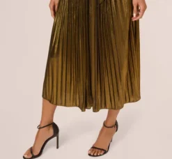 Adrianna Papell Wedding Guest Dresses|Day Dresses*Halter Pleated Metallic Dress In