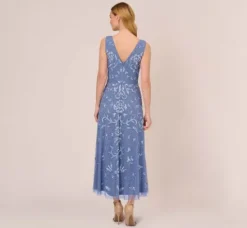 Adrianna Papell Wedding Guest Dresses|Formal Dresses*Hand-Beaded Ankle-Length Dress In French Blue