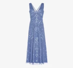 Adrianna Papell Wedding Guest Dresses|Formal Dresses*Hand-Beaded Ankle-Length Dress In French Blue