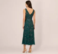 Adrianna Papell Wedding Guest Dresses|Formal Dresses*Hand-Beaded Ankle-Length Dress In Gem Green