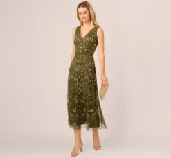 Adrianna Papell Wedding Guest Dresses|Formal Dresses*Hand-Beaded Ankle-Length Dress In