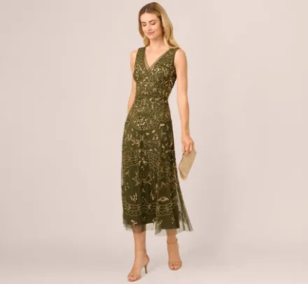 Adrianna Papell Wedding Guest Dresses|Formal Dresses*Hand-Beaded Ankle-Length Dress In