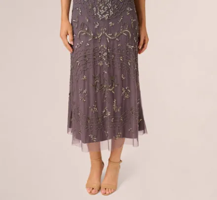 Adrianna Papell Wedding Guest Dresses|Formal Dresses*Hand-Beaded Ankle-Length Dress In
