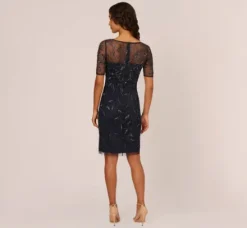 Adrianna Papell Wedding Guest Dresses|Petite-Friendly*Hand-Beaded Cocktail Dress In