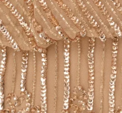 Adrianna Papell Wedding Guest Dresses|Formal Dresses*Hand-Beaded Illusion Long Column Blouson Gown In Champagne Gold