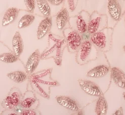 Adrianna Papell Wedding Guest Dresses|Formal Dresses*Hand Beaded Short Sleeve Floral Godet Gown In Blush Pink