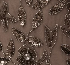 Adrianna Papell Wedding Guest Dresses|Formal Dresses*Hand Beaded Short Sleeve Floral Godet Gown In