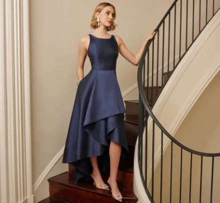 Adrianna Papell Wedding Guest Dresses|Formal Dresses*High Low Mikado Gown With Asymmetrical Detail In