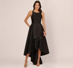 Adrianna Papell Wedding Guest Dresses|Formal Dresses*High Low Mikado Gown With Asymmetrical Detail In