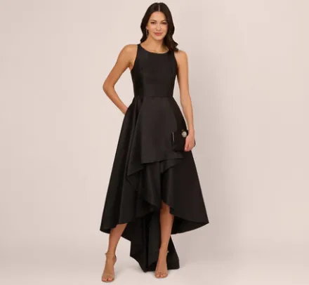 Adrianna Papell Wedding Guest Dresses|Formal Dresses*High Low Mikado Gown With Asymmetrical Detail In
