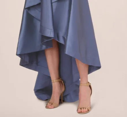 Adrianna Papell Wedding Guest Dresses|Formal Dresses*High Low Mikado Gown With Asymmetrical Detail In Blue Frost