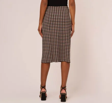 Adrianna Papell Pants & Skirts|Co-Ord Sets*Houndstooth Midi Pencil Skirt In Dusty Camel Soft Houndstooth