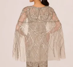 Adrianna Papell Wedding Guest Dresses|Formal Dresses*Illusion Beaded Cape Dress In