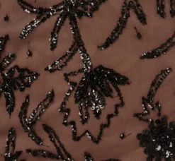 Adrianna Papell Wedding Guest Dresses|Grandmother Of The Bride & Groom*Illusion Neckline Beaded Dress In Black Rosegold