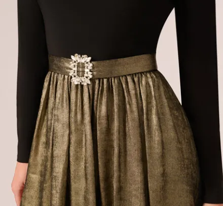 Adrianna Papell Wedding Guest Dresses|Day Dresses*Jersey Metallic Combo Short Dress In Black Gold