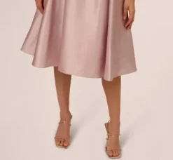 Adrianna Papell Wedding Guest Dresses|Petite-Friendly*Key Hole Mikado Cap Sleeve Midi Dress In