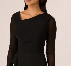 Adrianna Papell Wedding Guest Dresses|Formal Dresses*Knit Crepe Combo Mesh Gown In