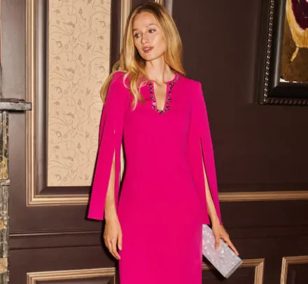 Adrianna Papell Wedding Guest Dresses|Day Dresses*Knit Crepe Jewel Short Dress In Berry Rose