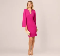 Adrianna Papell Wedding Guest Dresses|Day Dresses*Knit Crepe Jewel Short Dress In Berry Rose