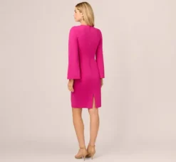 Adrianna Papell Wedding Guest Dresses|Day Dresses*Knit Crepe Jewel Short Dress In Berry Rose