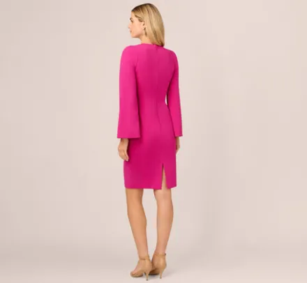 Adrianna Papell Wedding Guest Dresses|Day Dresses*Knit Crepe Jewel Short Dress In Berry Rose