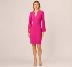 Adrianna Papell Wedding Guest Dresses|Day Dresses*Knit Crepe Jewel Short Dress In Berry Rose