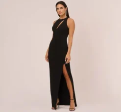 Adrianna Papell Wedding Guest Dresses|Formal Dresses*Knit Crepe Sleeveless Column Gown With Cutout Neckline In