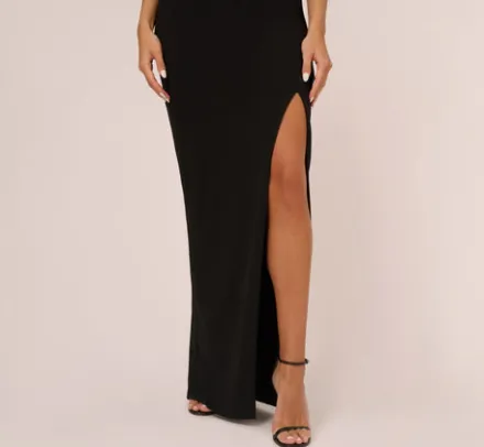 Adrianna Papell Wedding Guest Dresses|Formal Dresses*Knit Crepe Sleeveless Column Gown With Cutout Neckline In