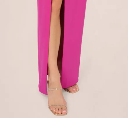 Adrianna Papell Wedding Guest Dresses|Formal Dresses*Knit Crepe Strapless Gown With Asymmetrical Neckline In Electric Passion