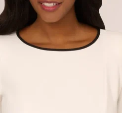 Adrianna Papell Day Dresses|Petite-Friendly*Knit Crepe Tie Dress In Ivory Black