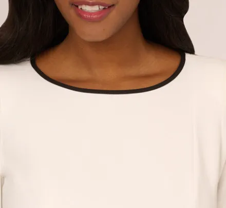 Adrianna Papell Day Dresses|Petite-Friendly*Knit Crepe Tie Dress In Ivory Black