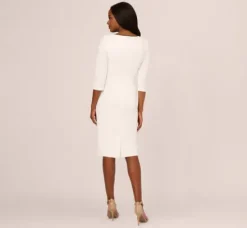 Adrianna Papell Day Dresses|Petite-Friendly*Knit Crepe Tie Dress In Ivory Black