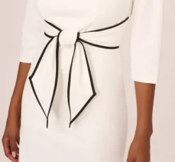 Adrianna Papell Day Dresses|Petite-Friendly*Knit Crepe Tie Dress In Ivory Black