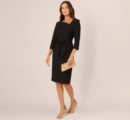 Adrianna Papell Wedding Guest Dresses|Day Dresses*Knit Crepe Tie Front Sheath Dress In