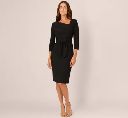 Adrianna Papell Wedding Guest Dresses|Day Dresses*Knit Crepe Tie Front Sheath Dress In