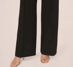 Adrianna Papell Jumpsuits*Knit Crepe Tuxedo Jumpsuit With Halter Neckline In