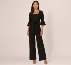 Adrianna Papell Jumpsuits|Day Dresses*Knit Crepe Wide Leg Jumpsuit With Bell Sleeves In