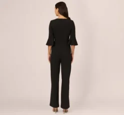 Adrianna Papell Jumpsuits|Day Dresses*Knit Crepe Wide Leg Jumpsuit With Bell Sleeves In