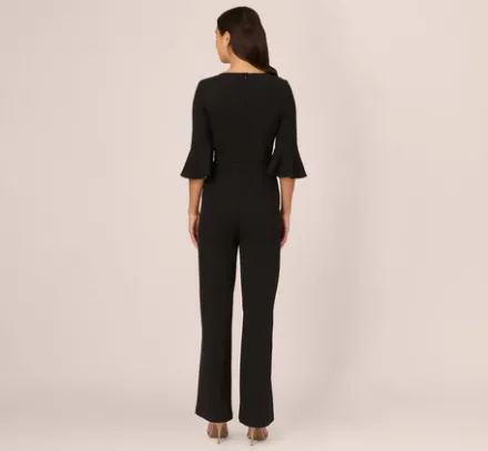 Adrianna Papell Jumpsuits|Day Dresses*Knit Crepe Wide Leg Jumpsuit With Bell Sleeves In