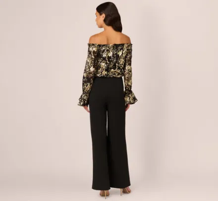 Adrianna Papell Jumpsuits|Day Dresses*Lace And Crepe Jumpsuit In Black Gold
